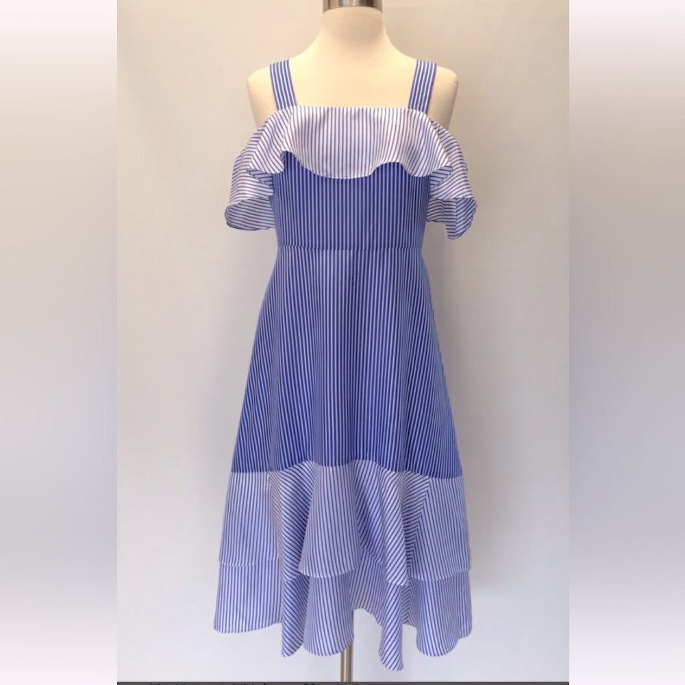 JCREW Collection Women’s Blue and White Flowy Silk Dress Size 0 NEW